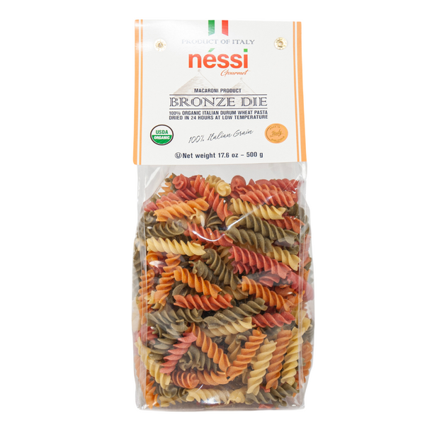 Néssi Organic Colorful Fusilli – Bronze Die-Cut Italian Pasta (500g / 17.6oz / 1.1 lb)