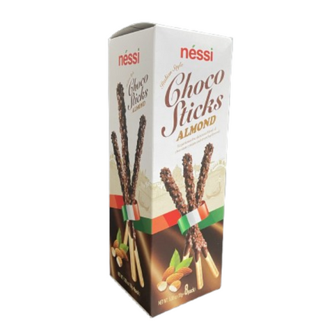 Néssi Choco Sticks Almond – Crunchy Biscuit with a Nutty Chocolate Coating (144g / 5.08 oz / 0.32 lb, 8 Sticks)