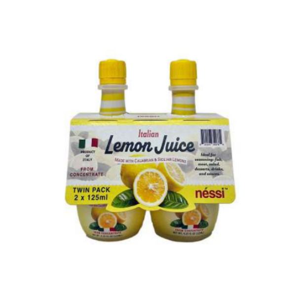 Néssi Lemon Juice Sleeve – Fresh, Zesty, and Convenient (2 x 125ml / 4.23 fl oz each, Total 250ml / 8.45 fl oz / 0.55 lb)
