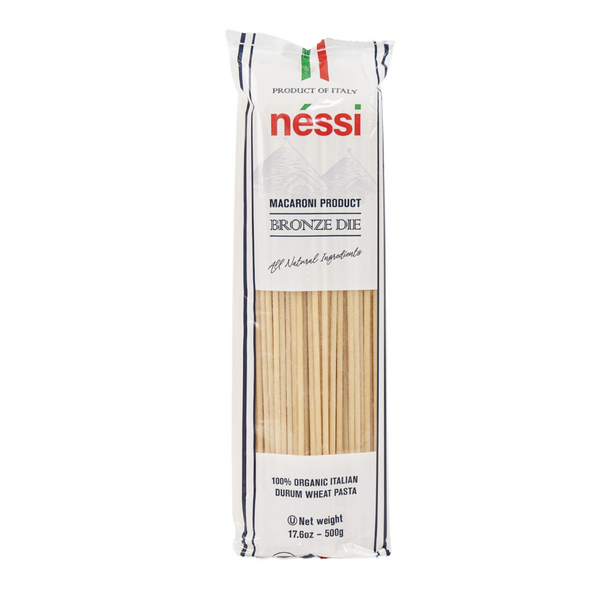Néssi Organic Bucatini – Bronze Die-Cut Italian Pasta (500g / 17.6oz / 1.1 lb)