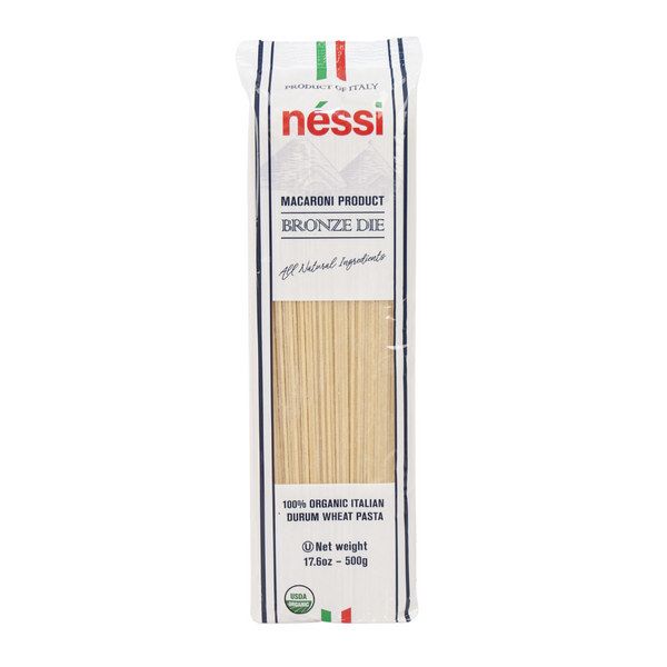 Néssi Organic Capellini – Bronze Die-Cut Italian Pasta (500g / 17.6oz / 1.1 lb)