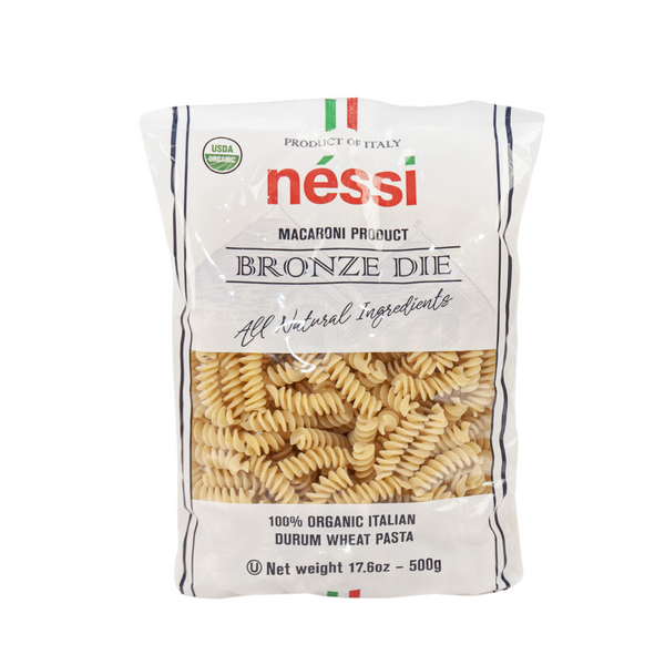 Néssi Organic Fusilli – Bronze Die-Cut Italian Pasta (500g / 17.6oz / 1.1 lb)