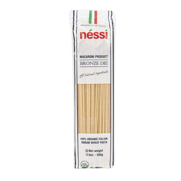 Néssi Organic Spaghetti – Bronze Die-Cut Italian Pasta (500g / 17.6oz / 1.1 lb)