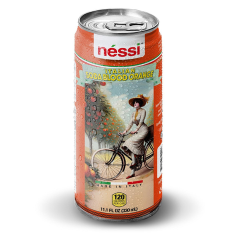 Néssi Traditional Italian Blood Orange Soda – Bold Citrus Refreshment, 1 Pack (4 x 330ml / 11.1oz)