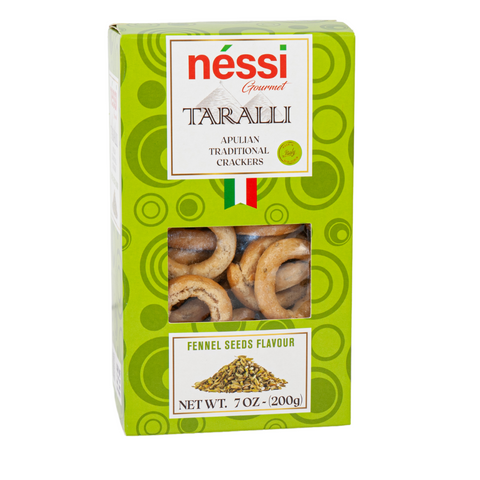 Néssi Taralli Fennel – Authentic Italian Crunchy Snack with Aromatic Fennel (200g / 7.05oz / 0.44 lb)