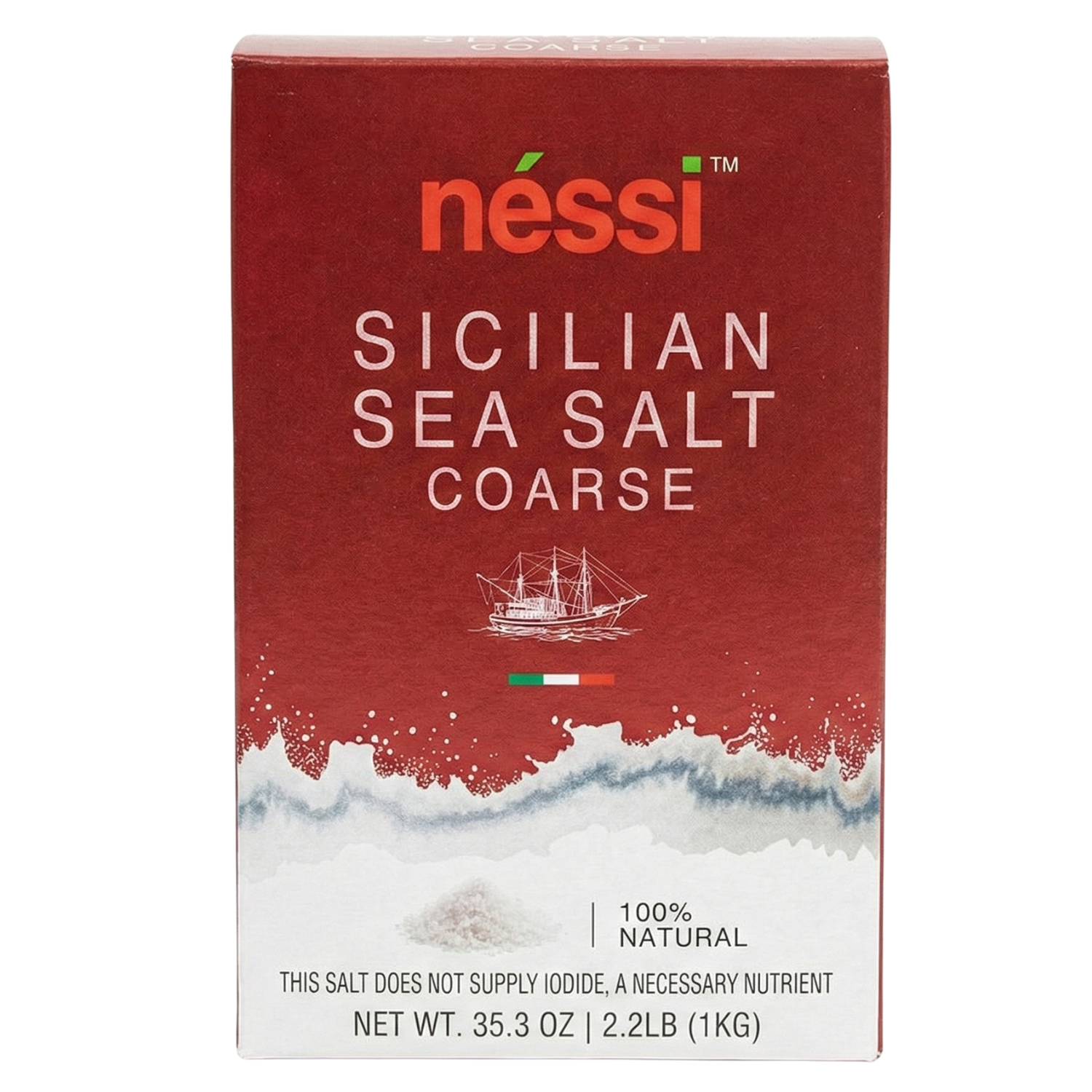 Nessi Sicilian Sea Salt Coarse – Premium Italian Sea Salt (1kg / 35.3 oz / 2.2 lb)