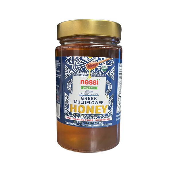 Néssi Organic Greek Multiflower Honey – Raw & No Added Sugar – 16 oz (454g)