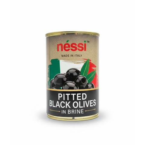 Néssi Pitted Black Olives in Brine – Smooth, Savory, and Authentically Italian (370g / 13.05 oz)