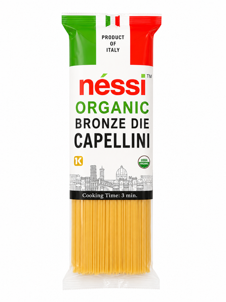Néssi Organic Bronze Die Capellini – Authentic Italian Organic Pasta – 500g (17.6oz / 1.1 lb)