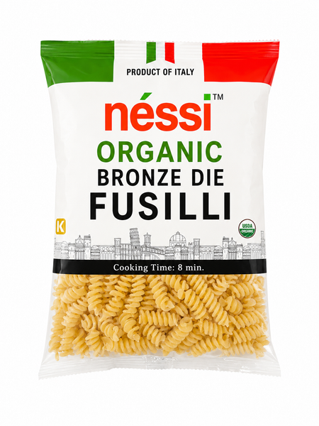 Néssi Organic Bronze Die Fusilli – Authentic Italian Organic Pasta – 500g (17.6oz / 1.1 lb)
