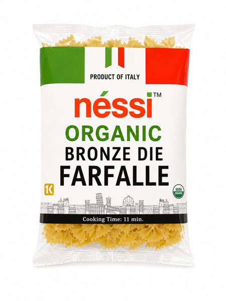 Néssi Organic Bronze Die Farfalle – Authentic Italian Organic Pasta – 500g (17.6oz / 1.1 lb)
