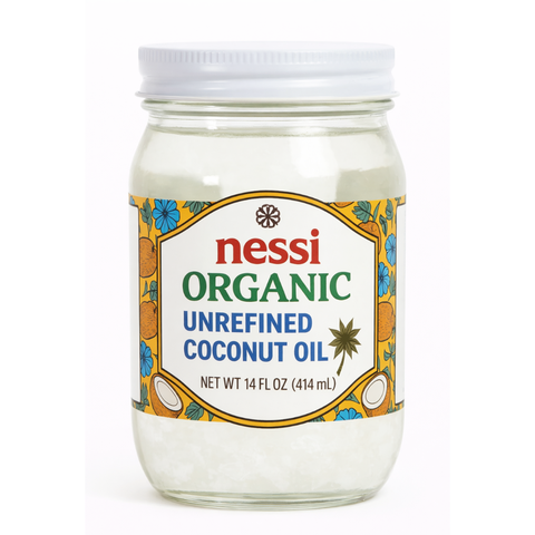 Néssi Organic Unrefined Coconut Oil – Pure, Cold Processed and Naturally Tropical (14 oz)
